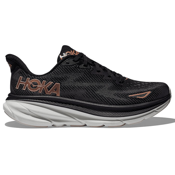 Hoka Clifton 9 Shoes Black/Rose Gold (Wide) (Women's)